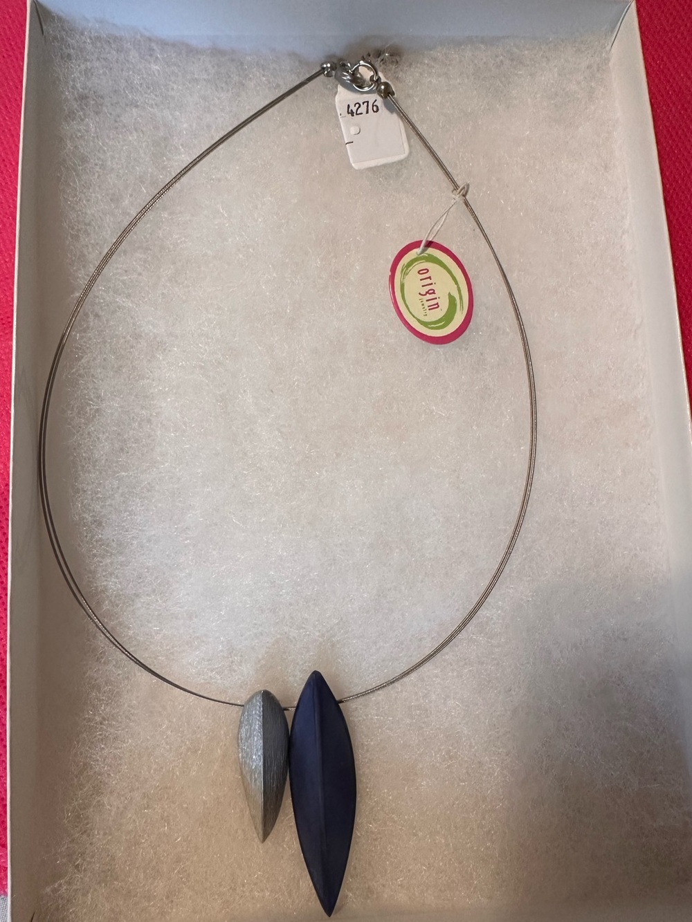 Origins Silver Necklace with Navy and Silver Pendants